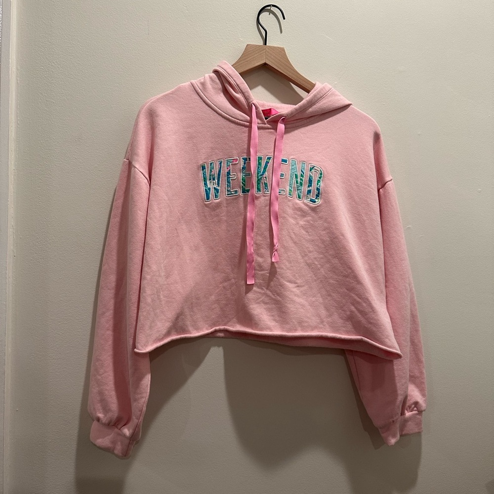 Lilly Pulitzer Pink Hoodie with 'Weekend' Print